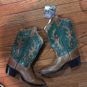 Old West 8181 Leather Cowboy Boots 115 Classic Tan Mad Dog - Unisex Big Kid 2.5